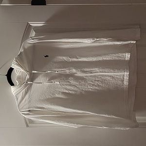 Polo Ralph Lauren white long sleeve knit hoodie navy blue logo - size medium